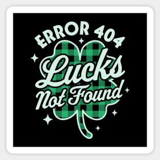 Error 404 Lucks Not Found Saint Patrick's Day Shamrock Nerd Sticker